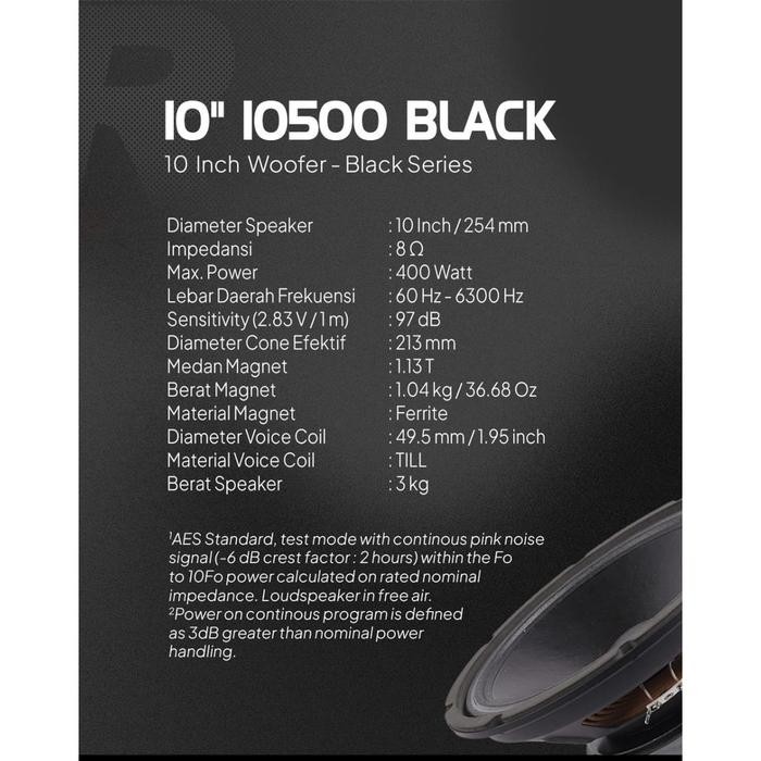 speaker 10inch ACR 10500 black woofer
