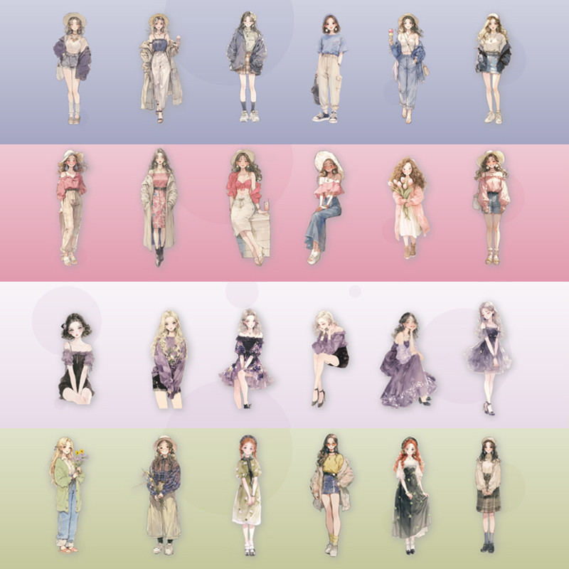 

6Style 40Pcs/bag Character PET Waterproof Sticker Pack for DIY Handbook Phone Case