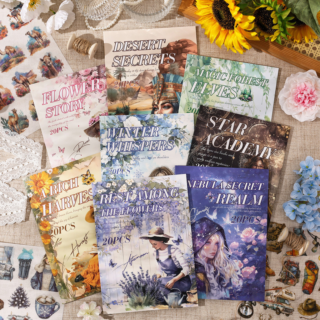 

20pcs Memory Time Series Large Size Sticker Book Handbook Material Collage DIY Calendar