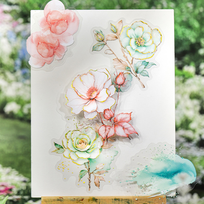 

45pcs Floral Landscaping Foil Stamping Stickers DIY Handbook Calendar Card Diary Phone Case