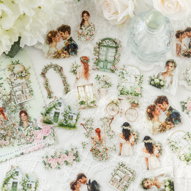 

2Style 120Pcs/bag Sweet Overture Series PET Sticker Pack Handbook Material Decorative