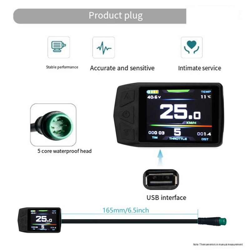 Ebike Display For KT TF01U 24V 36V 48V Intelligent Colorful LCD Meter Waterproof Joint Electric Bicy