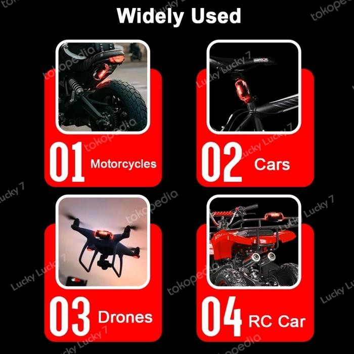 Lampu strobo LED 7 Warna Kedip Lampu Motor Mobil Pesawat Drone Sepeda
