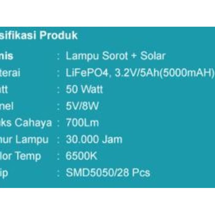 LAMPU TEMBAK LED SOLAR LUBY LBKS-508 GEN 2 LAMPU SOROT LED SOLAR LUBY LBKS508 50W 100W 200W