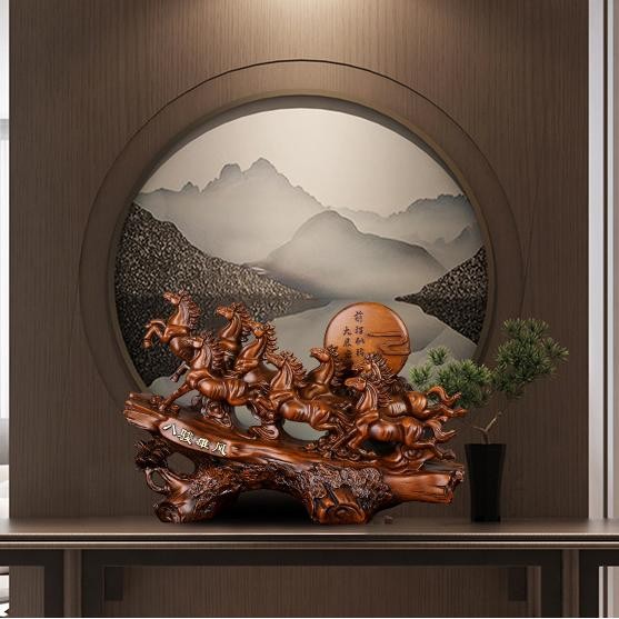 (Allthebest) Fengshui pajangan 8 kuda berlari / panjangan delapan kuda / kuda berlari Fengshui