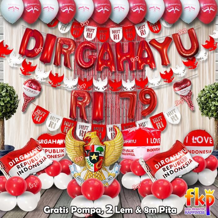 (Allthebest) FUN KIDS PARTY Paket Dekorasi Dirgahayu Standing Balon Lengkap / Hiasan Gapura HUT RI /