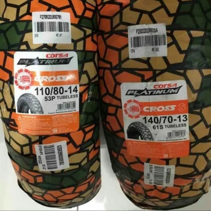 PAKETAN BAN LUAR CORSA PLATINUM CROSS S UK 110/80-14 DAN 140/70-13 ADV