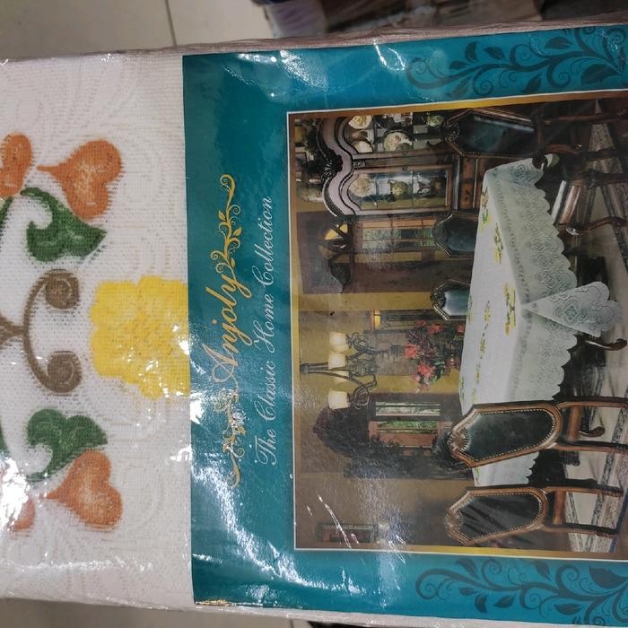 Taplak Meja Makan Persegi Panjang 6-8 Kursi Classic Vintage Taplak Meja