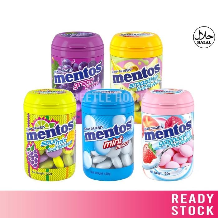 

4ZMI Mentos Bottle Impor/Mentos Yogurt/Grape/Sour/ 120G