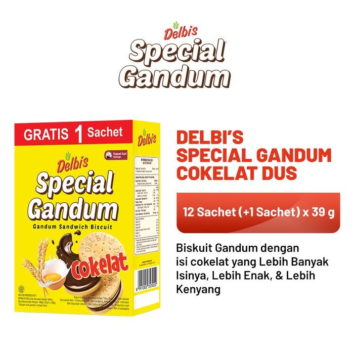 

4ZMI Delbis Special Gandum Cokelat Dus (12 Sachet X 39 Gram) Biskuit Gandum