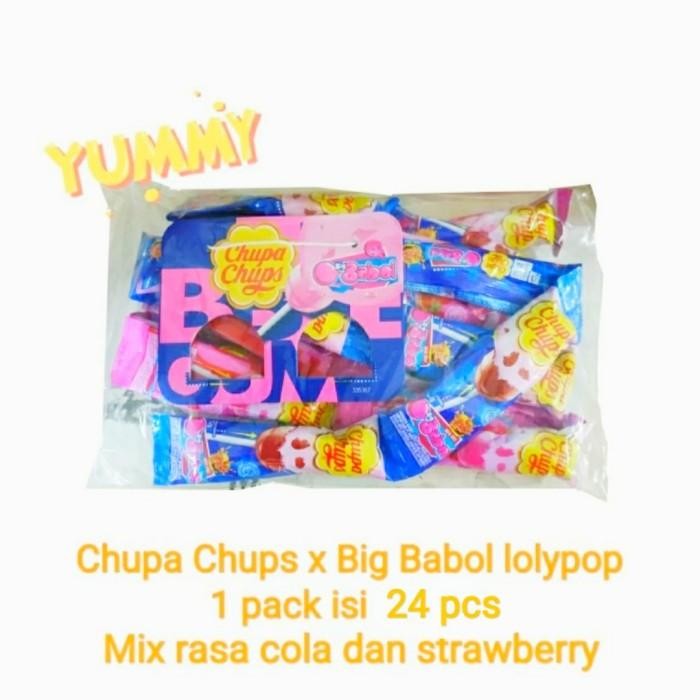 

4ZMI Chupa Chups Babol Gum Filled Lollipop Pack Isi 24 Piece