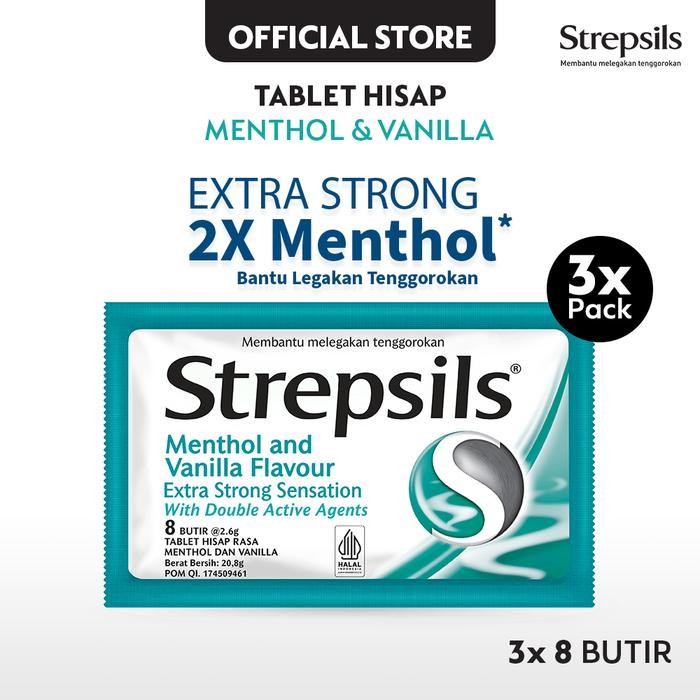 

4ZMI Strepsils Extra Strong 8S X3 - Permen (Tablet Hisap) Pelega Tenggorokan