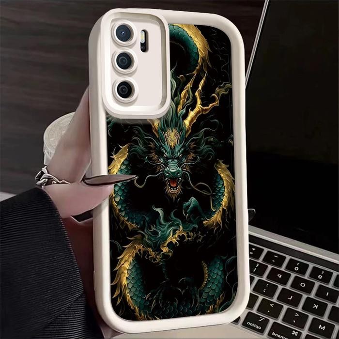 Casing Untuk OPPO A16 OPPO A16s OPPO A54s Case pola Harimau dan naga Cesing Casing sederhana Kesing