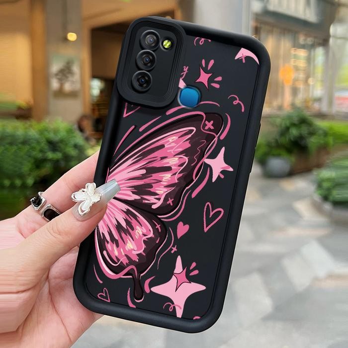 Casing Untuk Infinix Smart 5 Hot 10 Lite Infinix Smart 6 Ram 3 Case Pola kupu-kupu merah muda