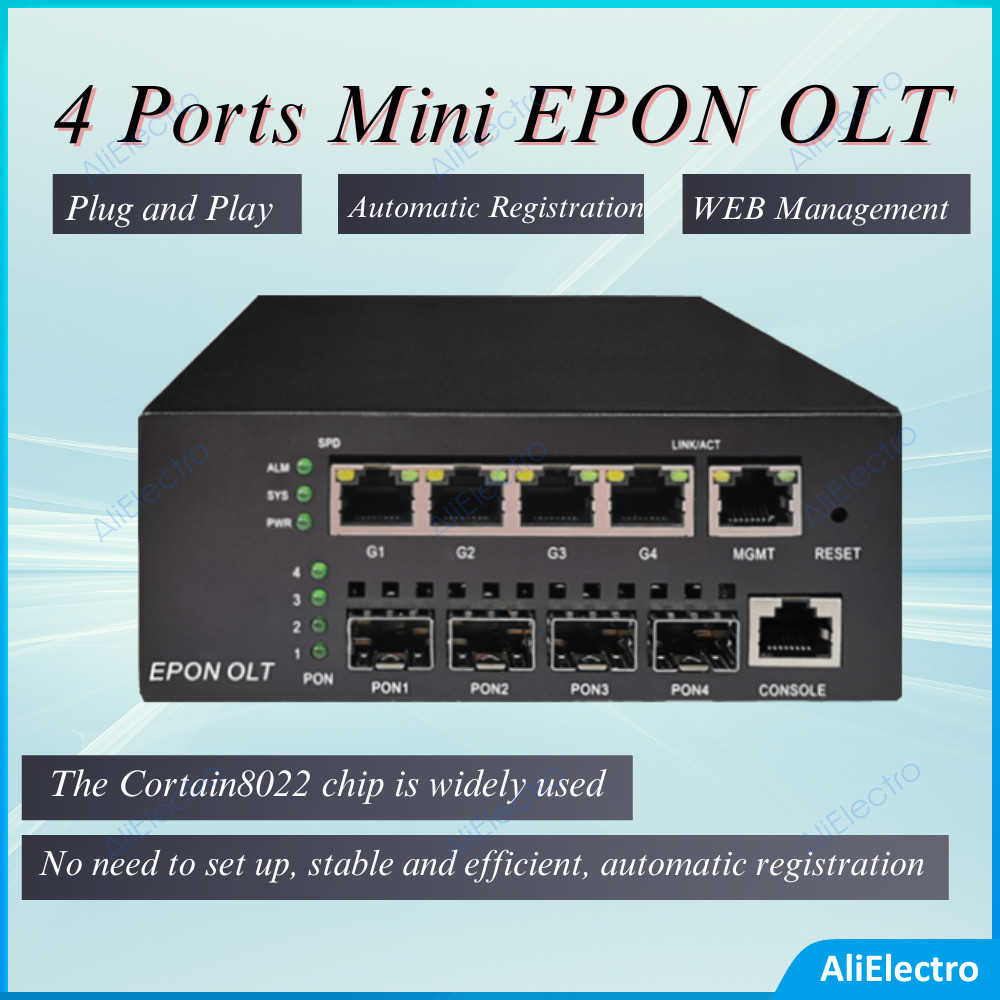 Fiber Fusion VFL Epon 2 4 Pon 2 4 8 16 Port FTTH OLT Mini Fiber Optic Equipment 4 Ports OLT Rj45 Upl