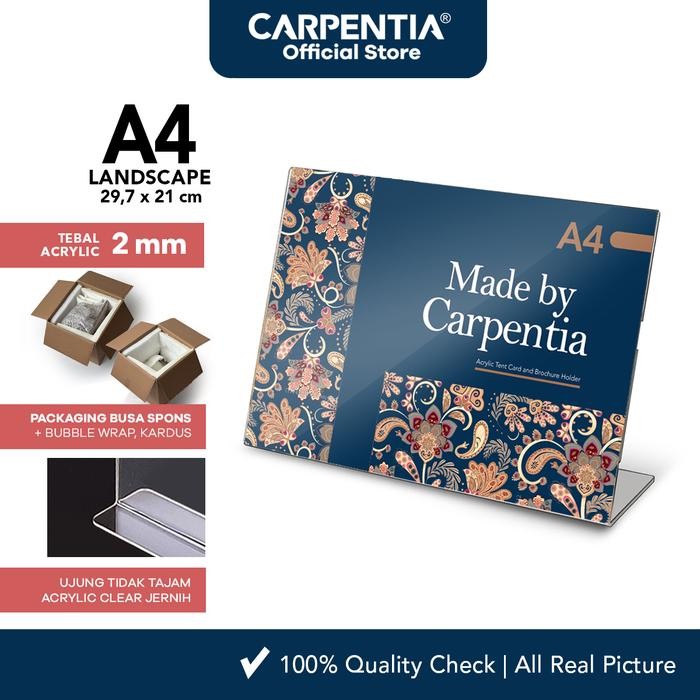 

ASLI Caentia Acrylic Stng Tipe L - A4 Hzontal 29,7x21cm - Tent Card Display Akrilik READY STOCK