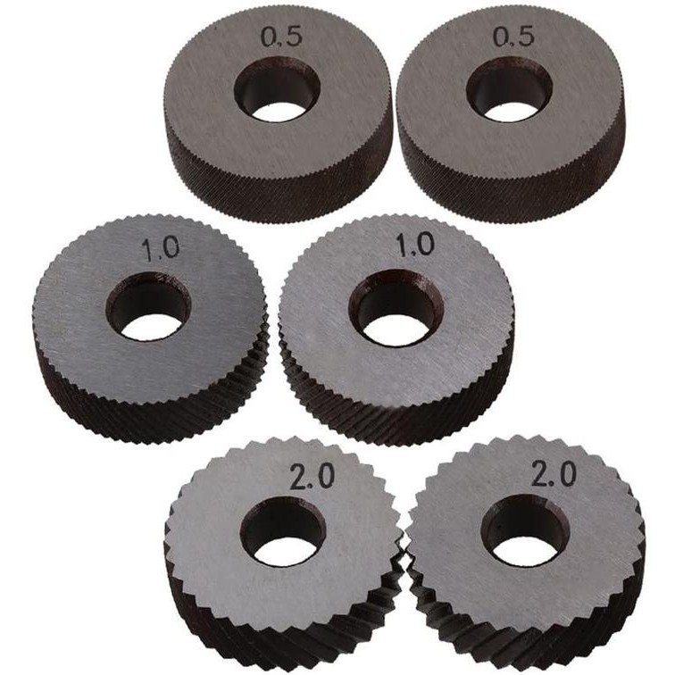 

KNURLING TOOL STEEL DOUBLE WHEEL LINEAR PITCH KNURLING SET 0.5MM 1MM 2MM EMBOSSING WHEEL 6PCS HSS