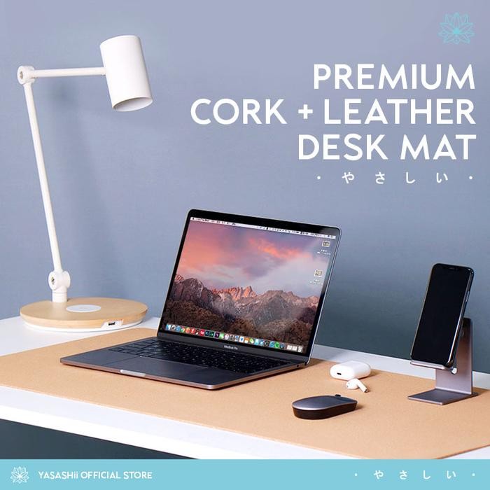 

Yasashii Premium Double Side Cork & Leather Large Desk Mat Desk Pad