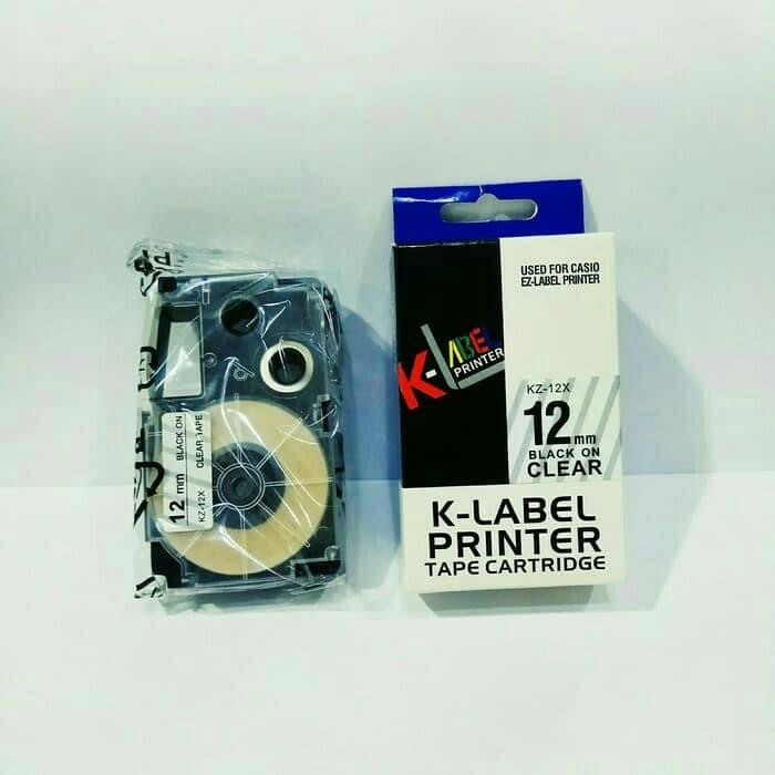 

K-Label Printer Tape Catridge 12Mm 12 Mm Black On Clear Tape Kz-12X