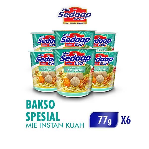 

H48Y Sedaap Mie Instan Cup Bakso Spesial 77G X6