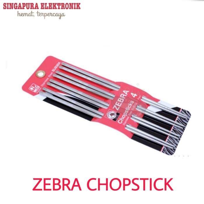 Zebra Stainless Round Chopstick 23,5cm 4 Pairs/Sumpit
