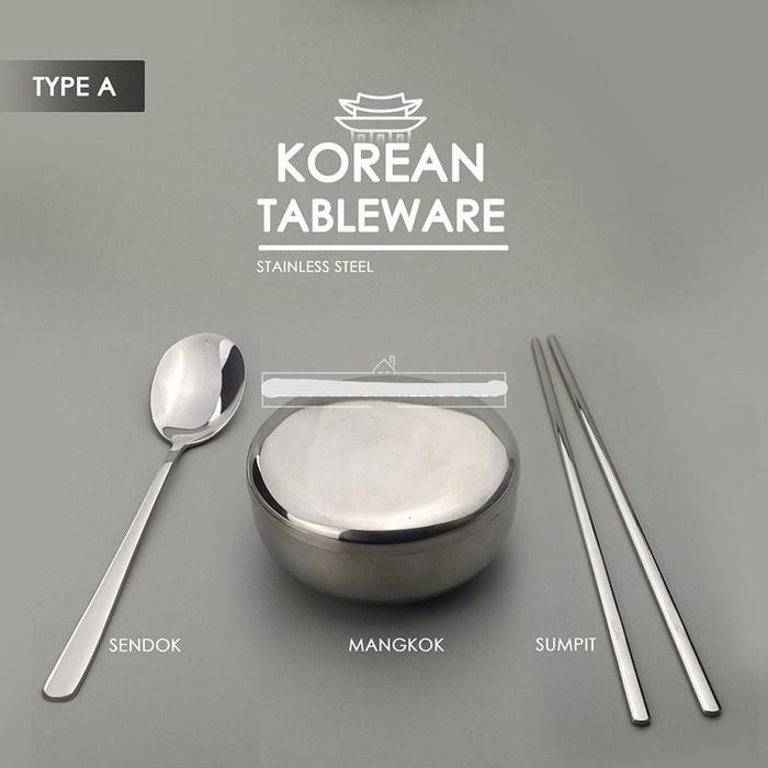 Korea Set Mangkok Nasi, Sendok dan Sumpit Korea / Korean Set Murah