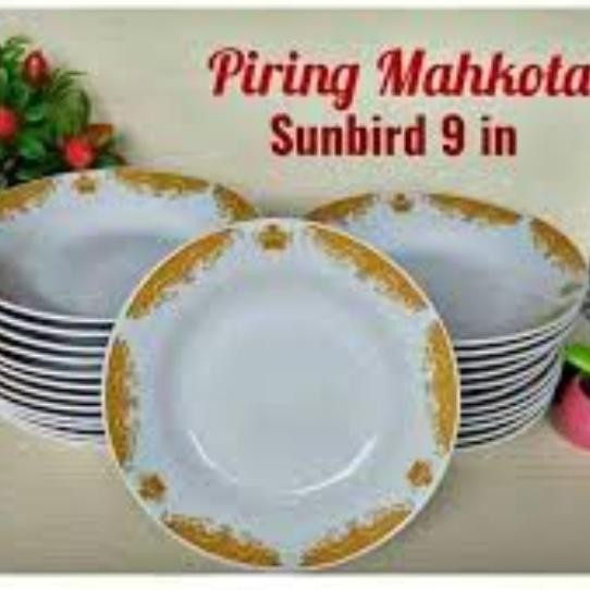, PIRING KERAMIK MAHKOTA 9 SUNBIRD HARGA 1 LUSIN PIRING KERAMIK