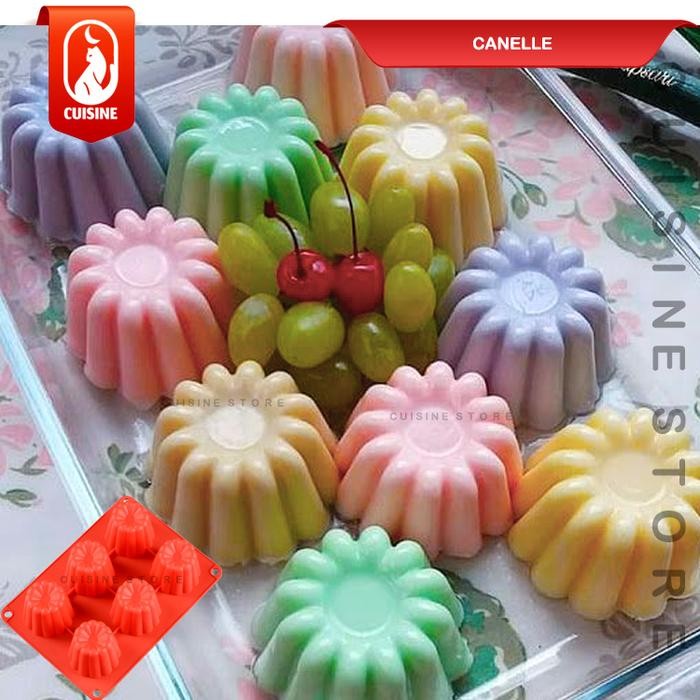 Happycall - Cetakan Silikon Canele Mini 6 Kue Puding Cake Bolu Putu Ayu Kue Mangkok / Cetakan Coklat