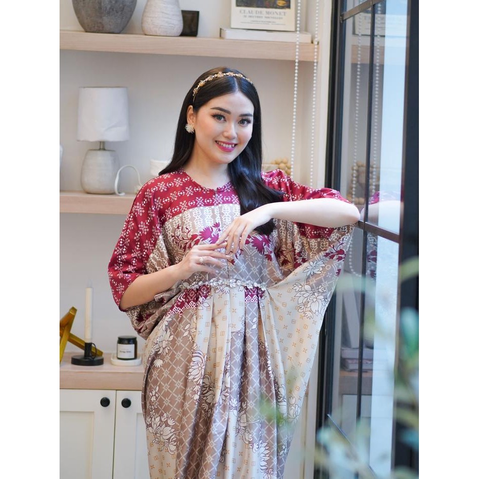 Miss Nomi - Gharsina Kaftan Lebaran / Idul Fitri / Kaftan Motif / Kaftan Busui / Kaftan Satin /