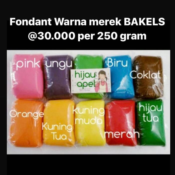 

FONDANT WARNA MEREK BAKELS DIKEMAS PER 250 GRAM