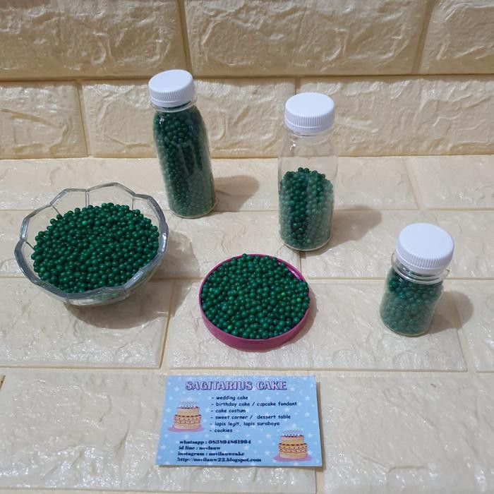 

sprinkle sugar pearl green hijau 4mm hiasan kue/cupcake