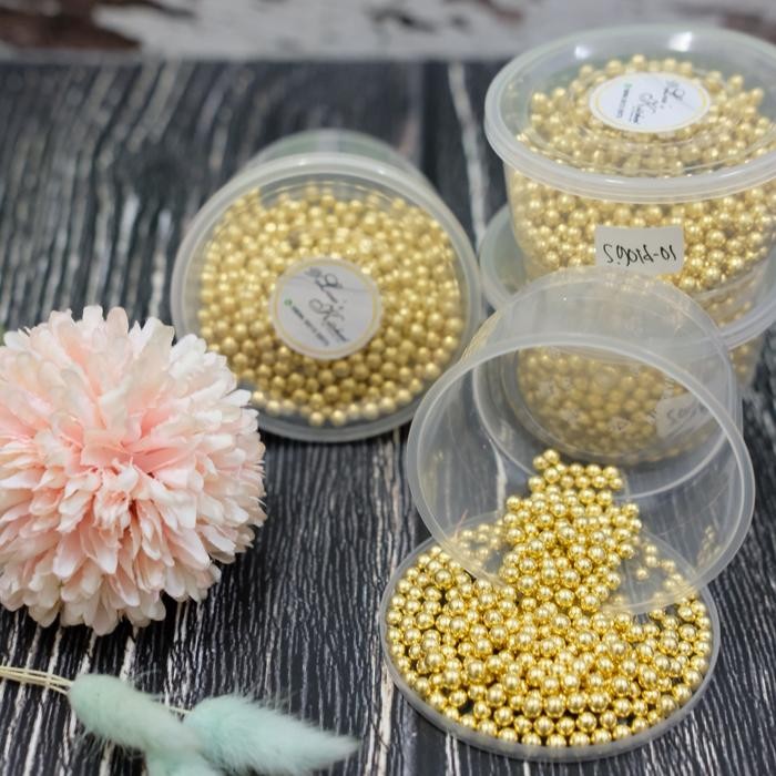 

Sprinkle Gold 4mm edible kode SGOLDS 50 gram