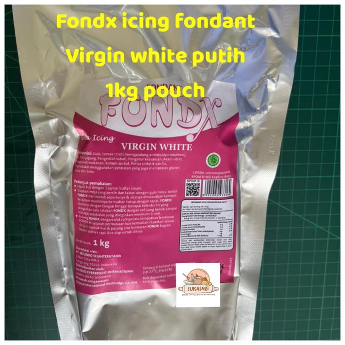 

Fondx Virgin White 1kg pouch icing fondant rolled fondant putih