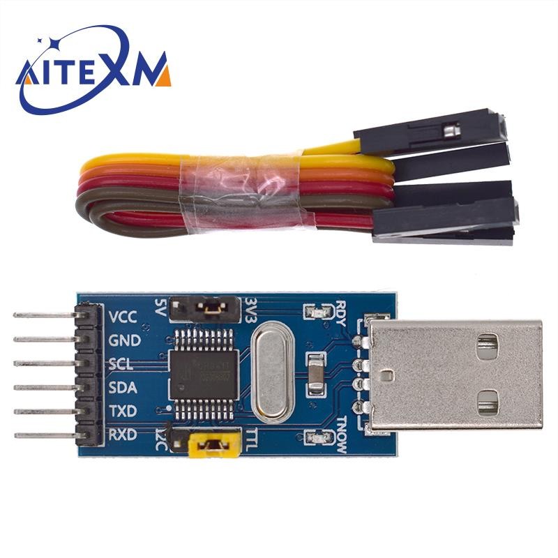 bahteraputraa CH341T V3 2 IN 1 Module 3.3V 5V USB to I2C IIC UART USB to TTL Single-Chip Serial Port