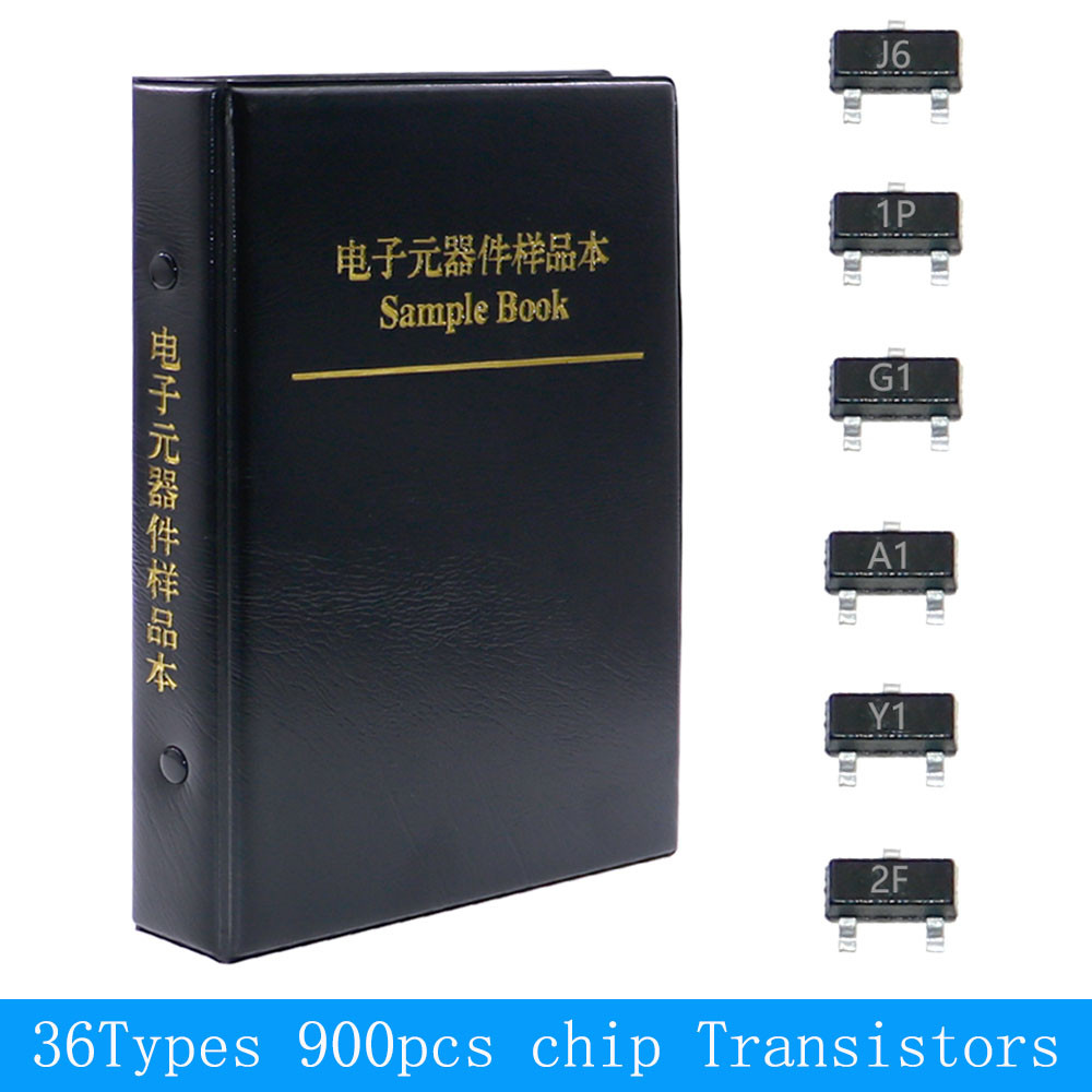 bahteraputraa 900Pcs 36Values Chip Transistor Assortment Kit Sample Book S8050 S9014 2N2222 TL431 2N