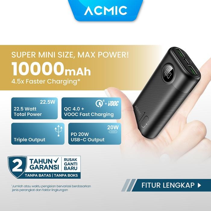 ACMIC DIGIMAX 10mAh Powerbank Mini 22.5W Fast Charging Type C *