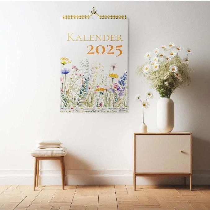

DISKON NEW Kalender 2025 Kalender Dinding SPIRAL Masehi Hijriyah ukuran A3+ Floral READY STOCK