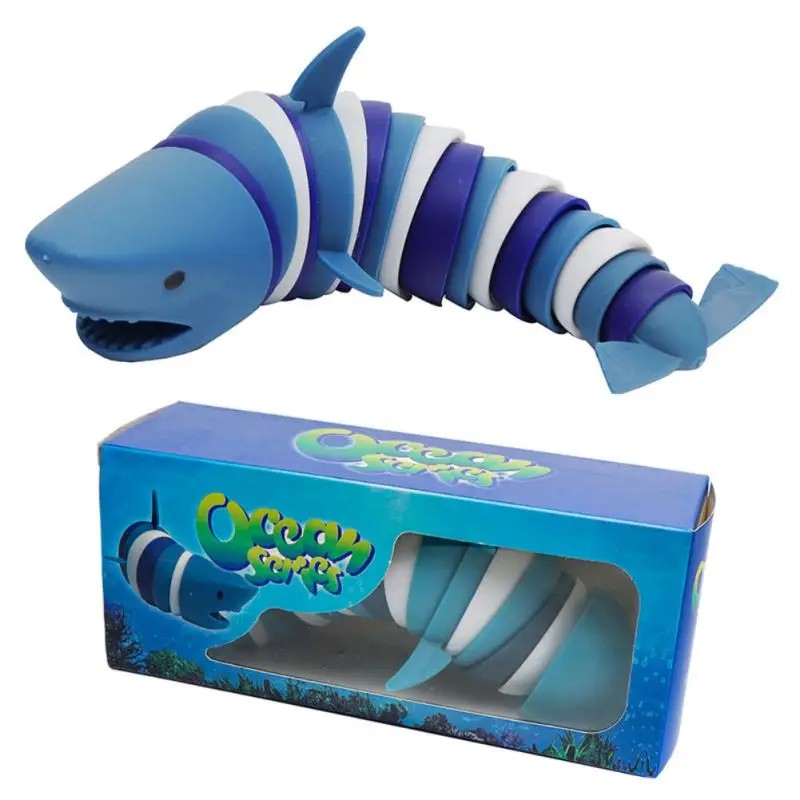 Baby Fidget Slug Shark Articulated Fidget Toy Realistic Slug Shark Fun Crawling Sensory Toy For Kids