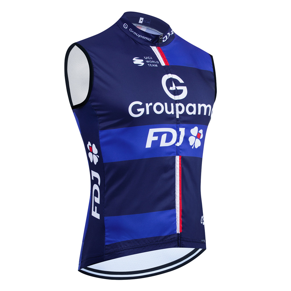 Blue 2025 fdj Cycling Jersey Team UAE Bike Vest Windbreaker Men Women Riding Ropa Ciclismo Sleeveles