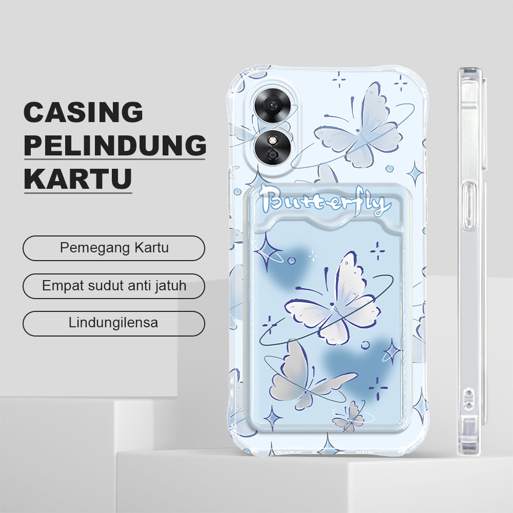 Casing Hp Untuk OPPO A17 A17K Anti Jatuh Tempat Kartu Cassing Card Holder Softcase Butterfly 1012 KB