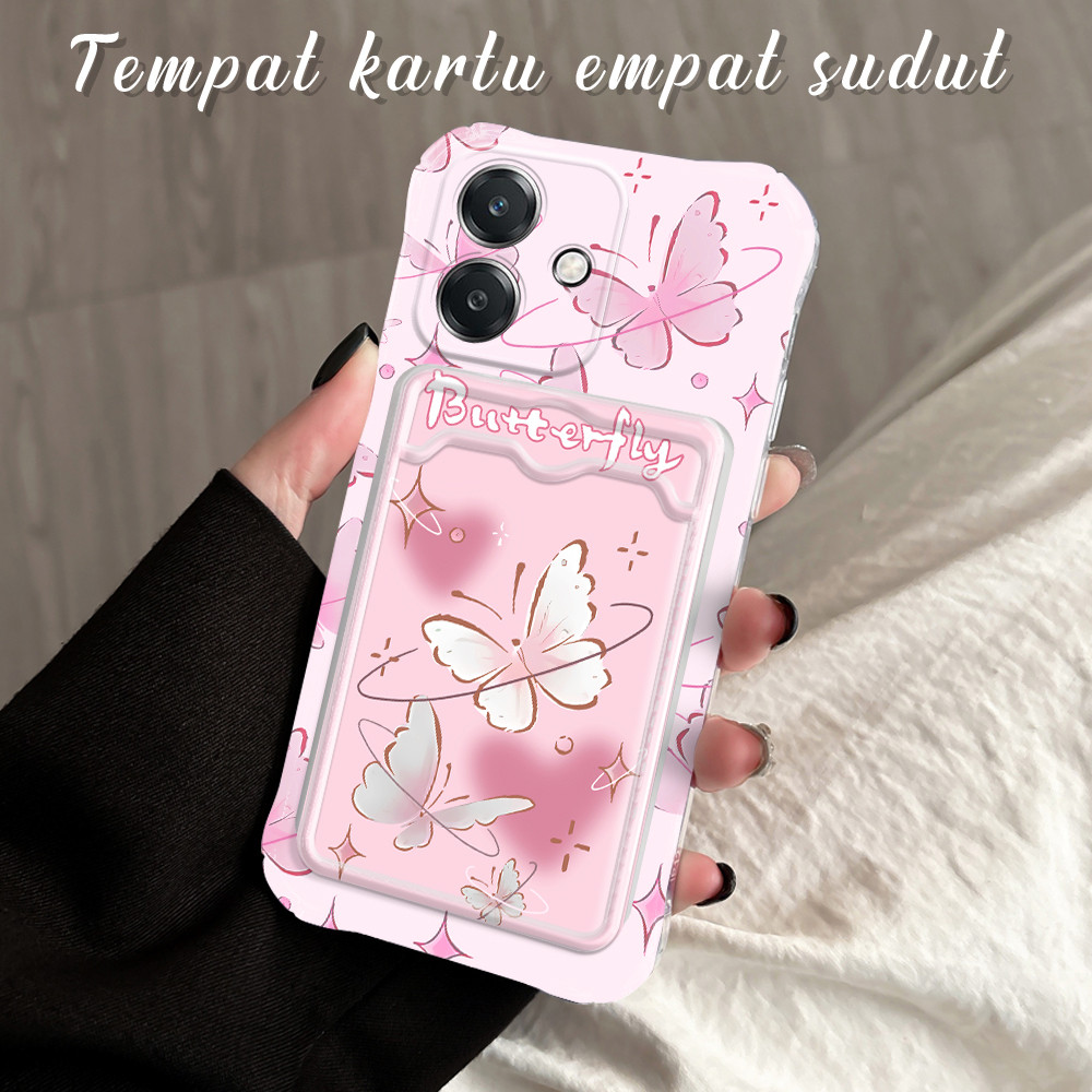 Casing Hp Untuk OPPO A3S A12E Anti Jatuh Tempat Kartu Soft Cassing Card Holder Softcase Butterfly 10