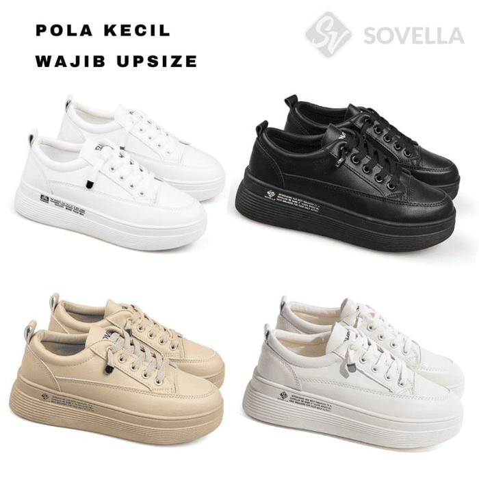 SOVELLA Alexa Sepatu Sneakers Olahraga Sport Kets Putih Hitam Wanita Karet Casual Shoes