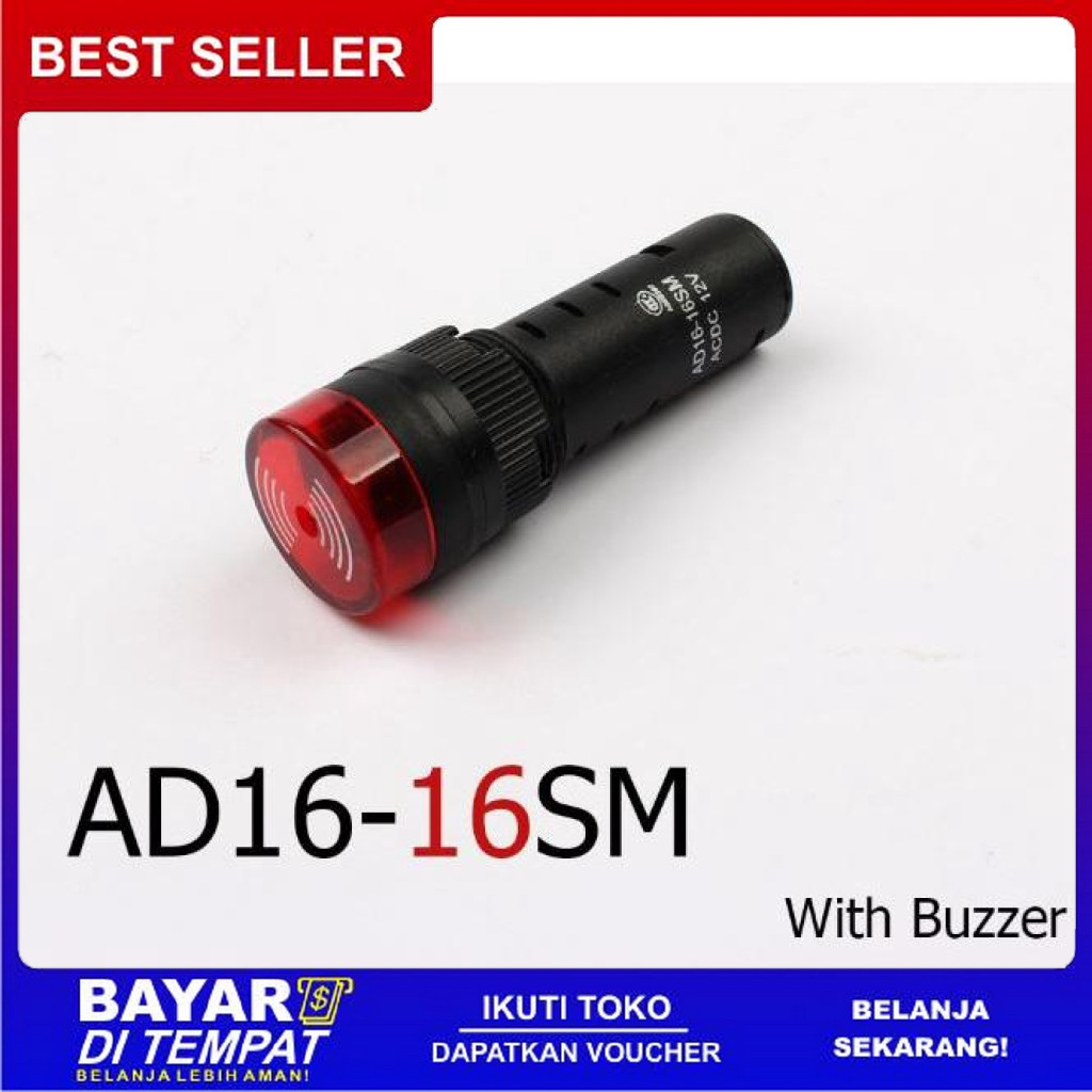 FREE ONGKIR 12V 24V 220V 16MM FLASH BUZZER AD16 16SM LED LIGHT PILOT LAMP ALARM NEW BISA COD
