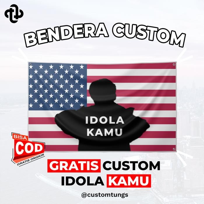 CUSTOM BENDERA AMERIKA KOREAN IDOL UKURAN 90X60CM KAIN TETRON