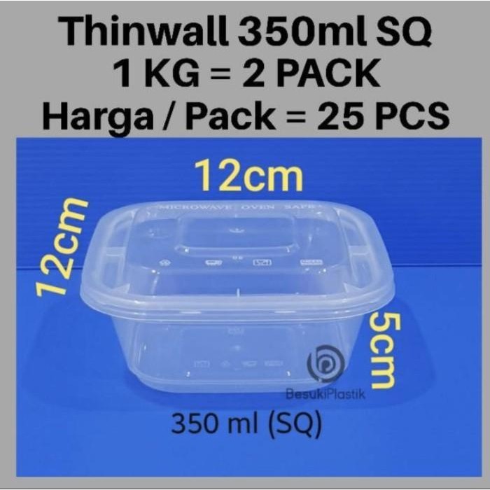 (Allthebest) Thinwall 350ml SQ / Thinwall 350ml Kotak Persegi / Kotak Thinwall 350m