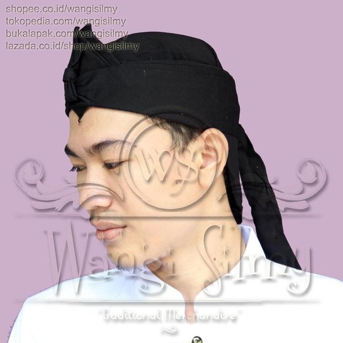 ASLI Blangkon / Iket Sunda Mahkuta Wangsa Hitam Polos - Iket Sunda Polos READY STOCK