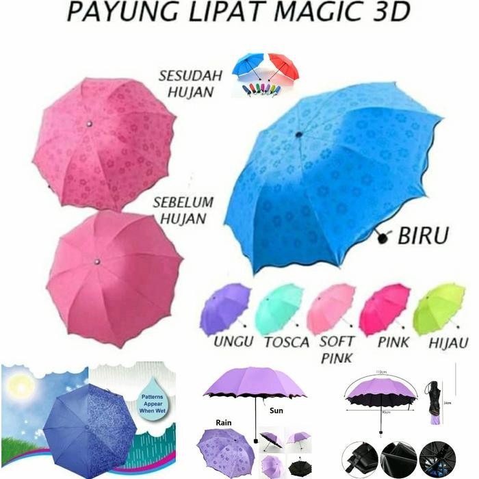 Payung Magic Umbrella 3D / Payung Lipat Motif / Payung magic Lipat 3D