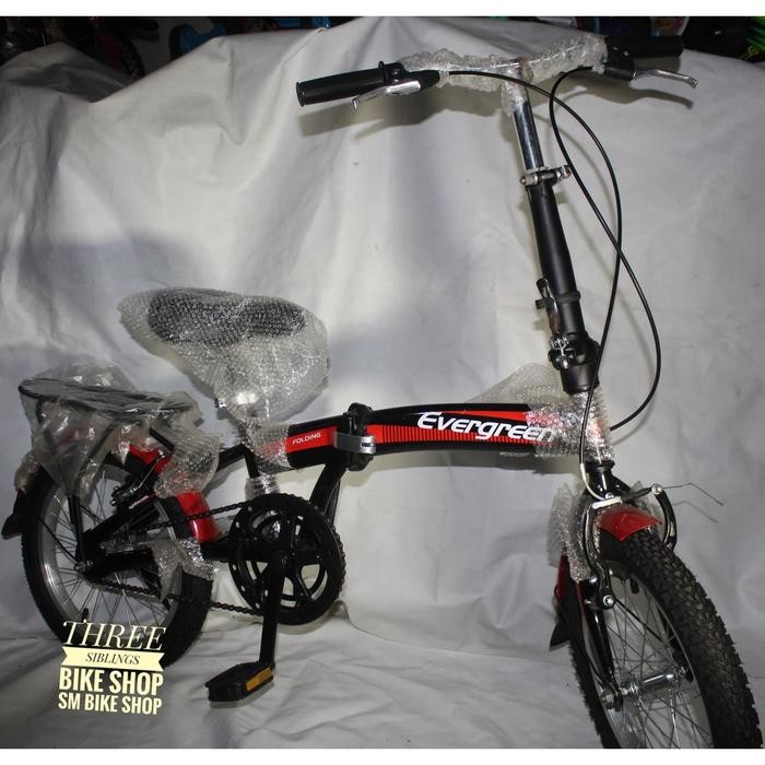Sepeda Lipat Evergreen 16 Inch - Hitam Merah