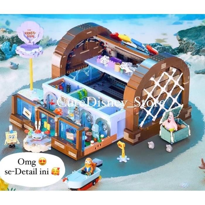 lego mainan rakit rumah krusty krab