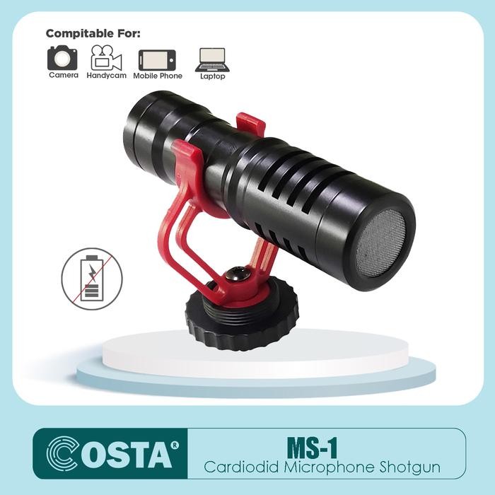 JUAL COSTA MS-1 Microphone Shotgun Cardioid Vlog For Camera,Smartphone
